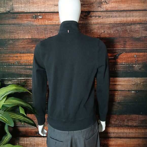 Tommy Hilfiger Sweater Mens S Classic Black Quarter Zip Pullover Cotton - Picture 3 of 9